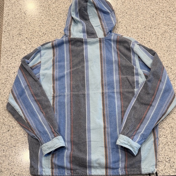 Quiksilver Striped Hooded Shirt Jacket in Blue and Gray - Picture 6 of 6